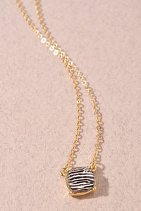 Animal Print Stone Necklace - Zebra