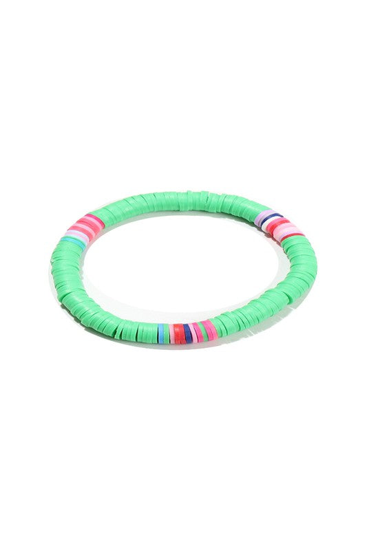 heishi beaded bracelet - grass