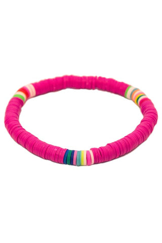 heishi beaded bracelet - fuschia