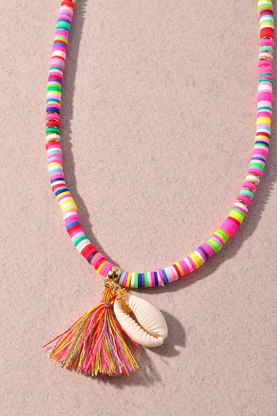 Colorful Beaded Tassel Necklace