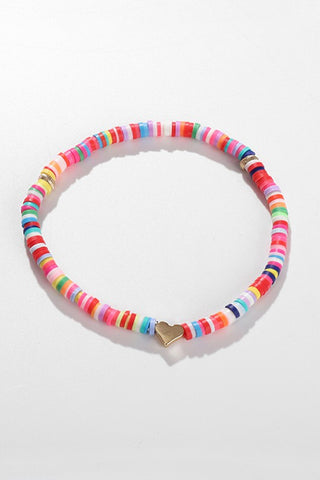 beaded heart bracelet - rainbow