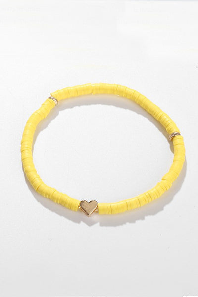 beaded heart bracelet - sunny