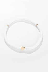 beaded heart bracelet - white