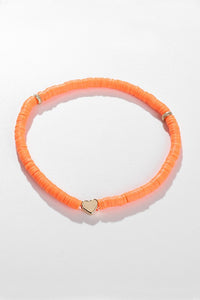 beaded heart bracelet - orange